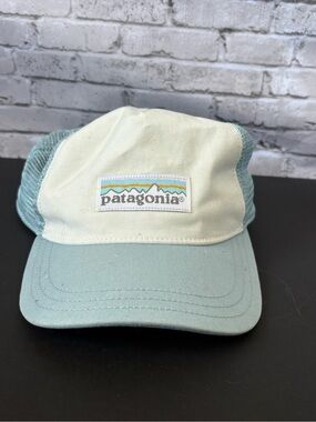 Patagonia Women’s Light Blue and Cream Mesh Trucker Hat